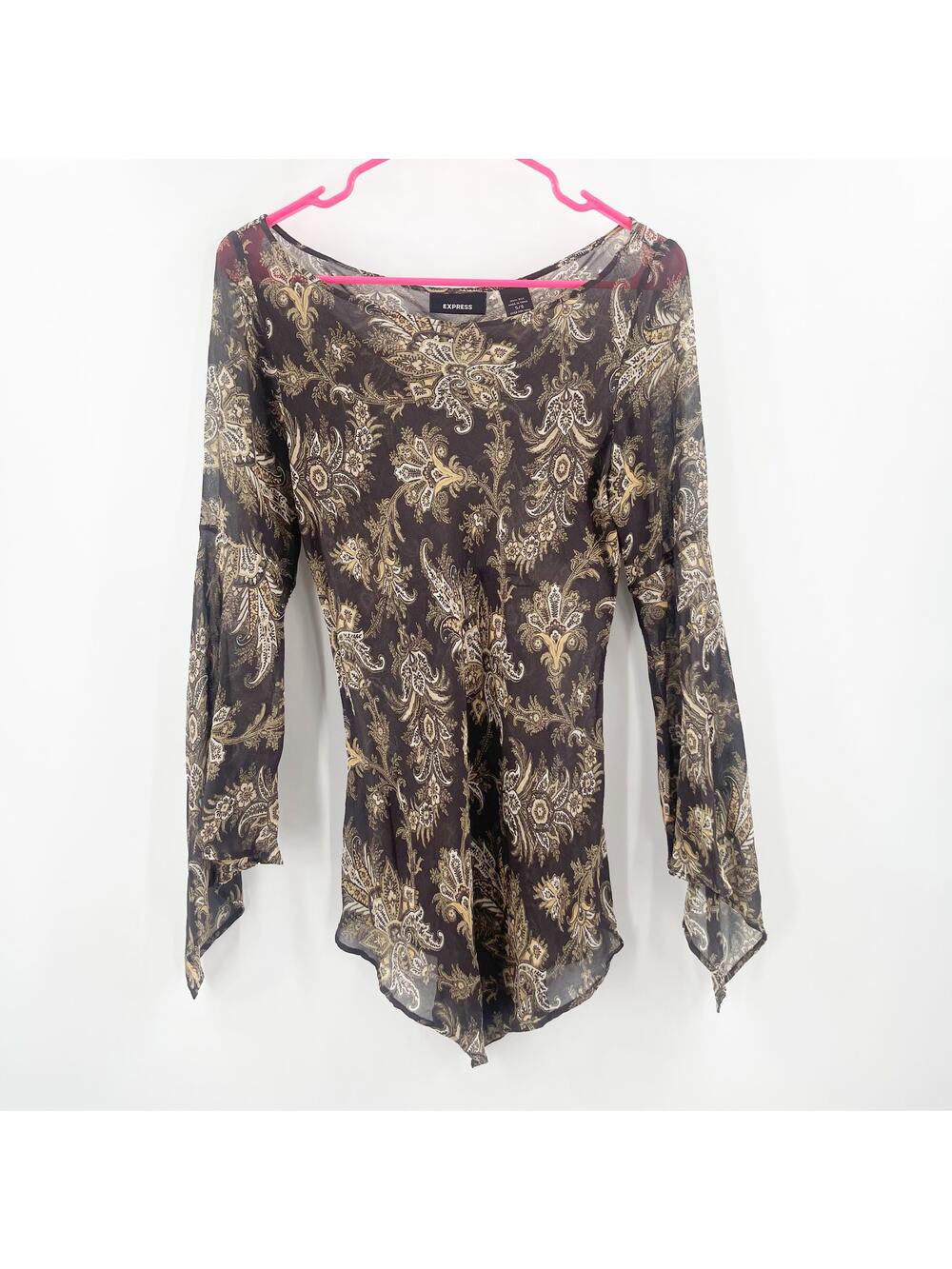 VINTAGE Y2K Express Juniors 5/6 (Small) Top Sheer 100% Silk Vintage 2000s Whimsy